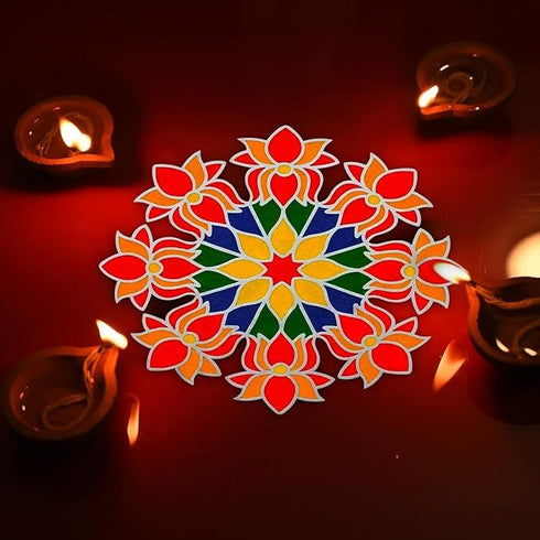 Reusable MDF Rangoli Mat with Wooden Base
